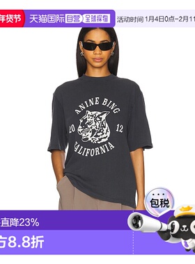 香港直邮ANINE BING 女士 灰色 Avi Collegiate Leopard T 恤 A08
