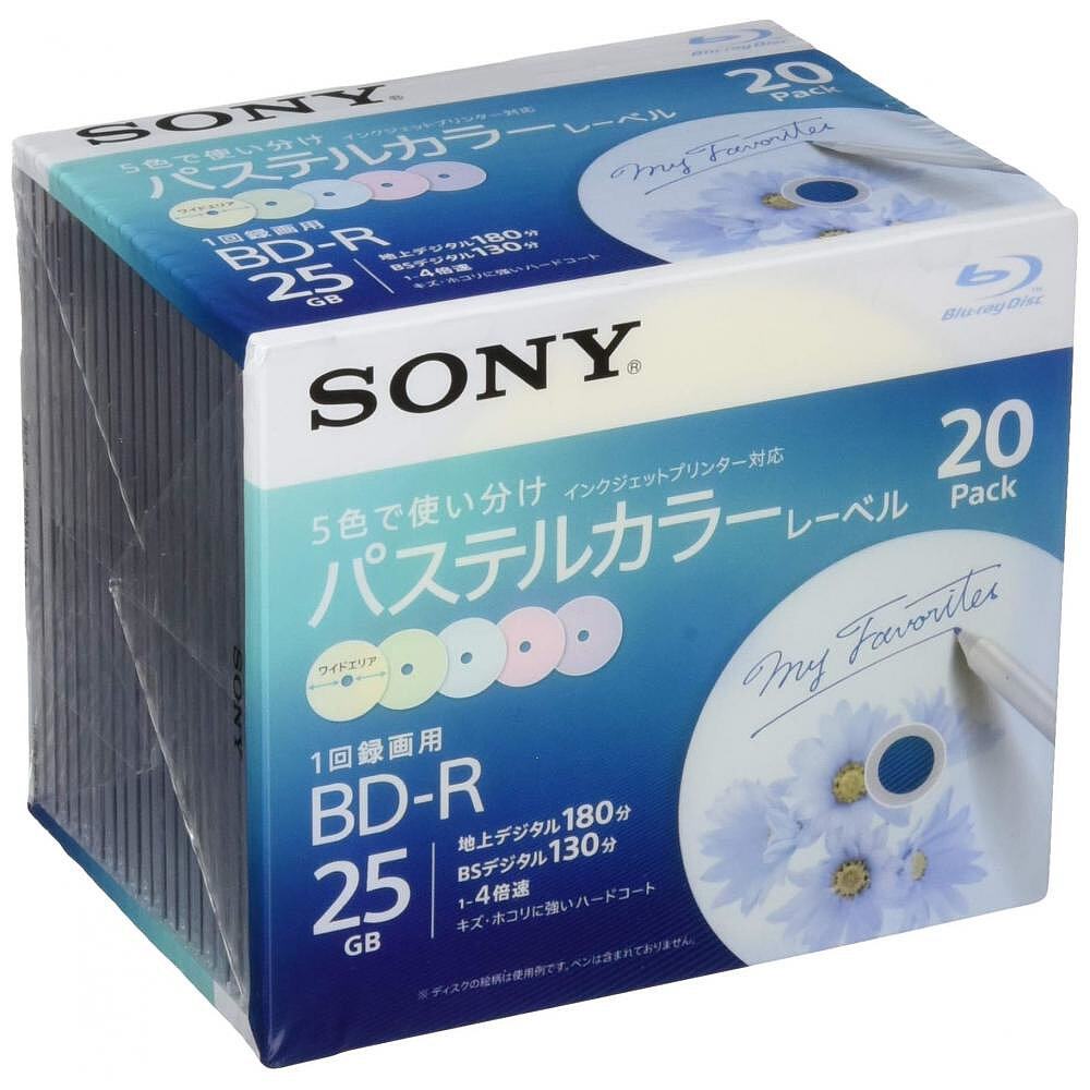日本直邮SONY索尼视频用蓝光BD-R刻录光盘1层4配速20片装