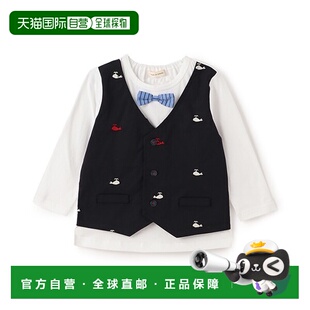 T恤 1h可退 wonder儿童鲸鱼刺绣层叠长袖 前襟 日本直邮sense