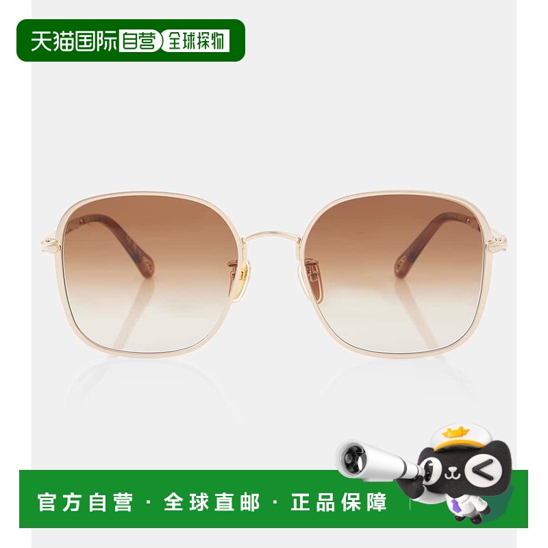 1h可退 香港直邮Chloe 蔻依 女士 圆齿边方框太阳眼镜 brown棕色