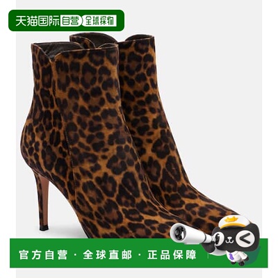 香港直邮Gianvito Rossi 吉安维托 罗西 女士 Levy 85 豹纹绒面革