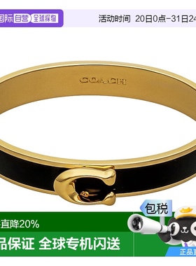日本直邮 COACH蔻驰女士经典LOGO标志C字黑金色手镯礼物F67480