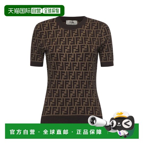 香港直邮FENDI 女士针织衫 FZXC72ASJTF0GGE CO 棕支付后1h可退