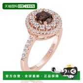 Suzy Levian 纯银圆形切割立方氧化锆订婚戒指 自营 棕色 美国