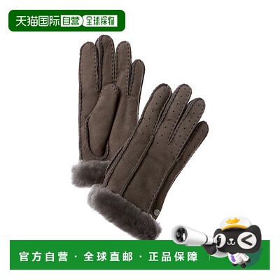 自营UGG经典穿孔两点绒面手套-灰色 美国奥莱直发