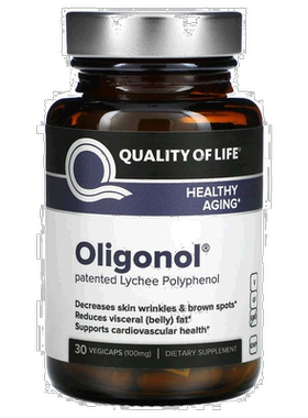 香港直邮Quality of Life LabsOligonol荔枝多酚素食胶囊100毫
