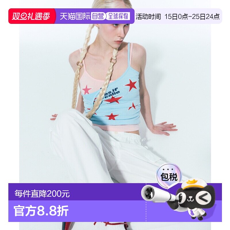 韩国直邮AS IF CALIE女士吊带衫CA25ASL004SBF SHIRRING STAR SLEE