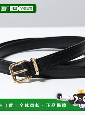 日本直邮Miu Miu 窄腰带 5CC697 2AIX 女士皮革方扣 F0002/NERO