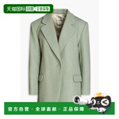 香港直邮Sandro SFPVE00568VERTGRI 外套 女士 羊毛混纺斜纹布西装