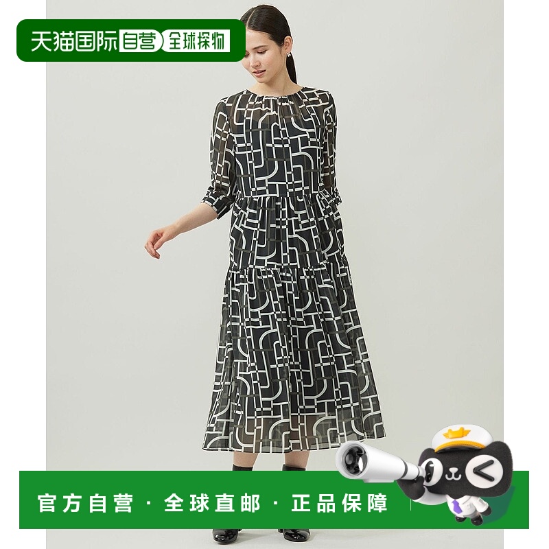 日本直邮自由区 Geometric Retro Print连衣裙裙子