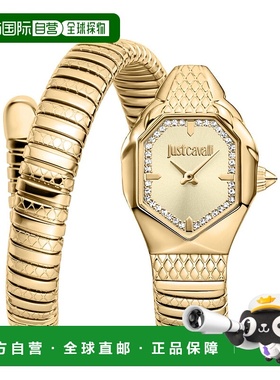 自营JUST CAVALLI Womens's Snake Watch, Gold Color Case, Cham