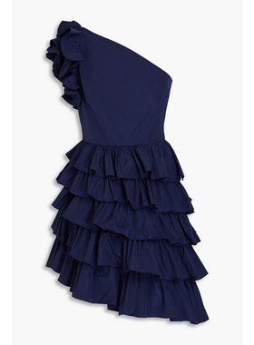 潮奢 MARCHESA NOTTE 女士 单肩荷叶边塔夫绸迷你连衣裙 N70C3604