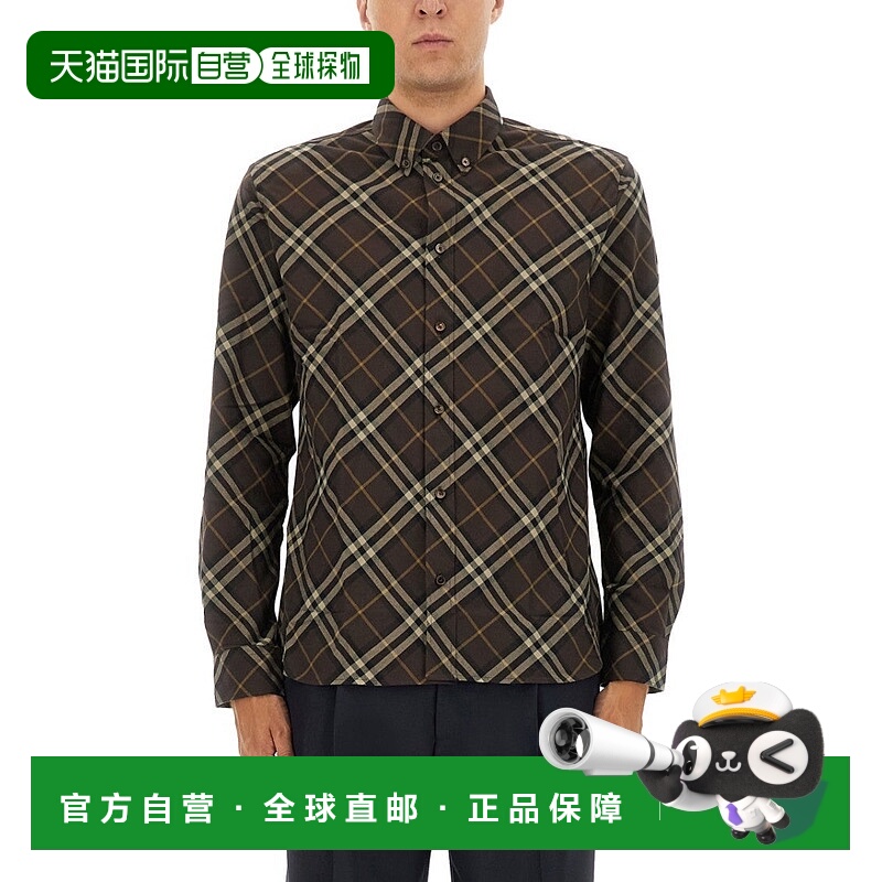自营burberryCotton Flannel Check Shirt - black 美国奥莱直发
