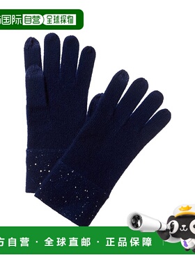 自营sofiacashmere Sequin Cashmere Gloves - blue 美国奥莱直发