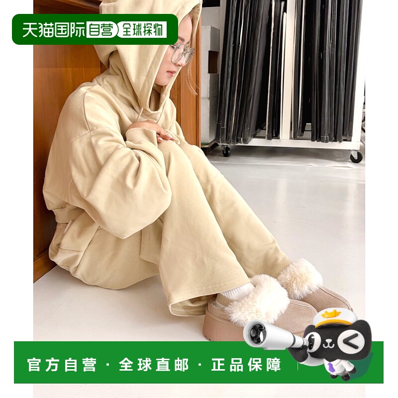 1h可退 日本直邮R&E 女装 仿毛绒厚底松紧带穆勒鞋 半包式设计 64