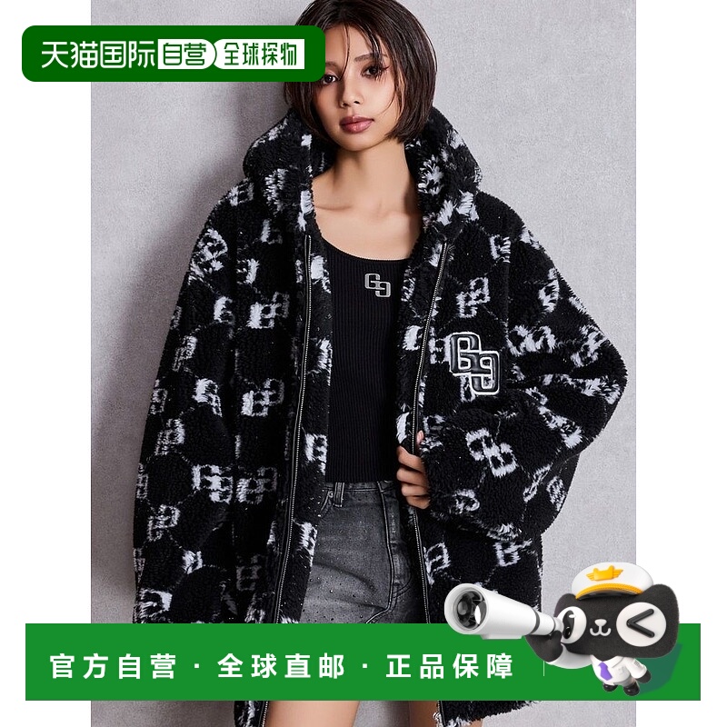 1h可退 日本直邮GYDA 女装 GG亮片绒宽松夹克 胸口皮革标牌设计 0