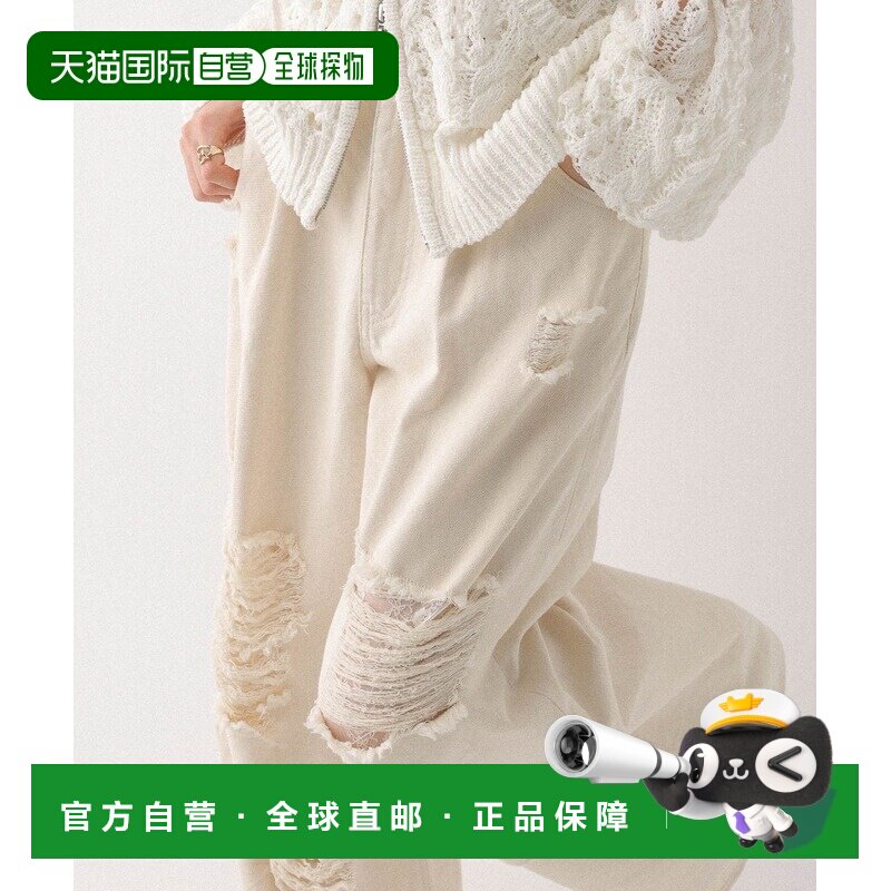 1h可退 日本直邮Heather 女士 破洞蕾丝牛仔裤 661831直筒裤