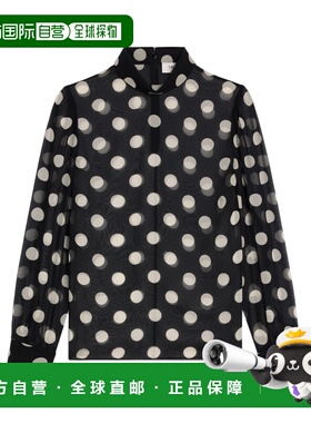 香港直邮CELINE 女士衬衫 2B09B200Z38CE CO 黑色 波点翻领罩衫