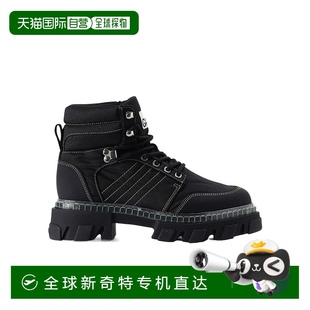 SS2023 香港直郵GANNI S1972099 黑色 女士高跟鞋 徽標(biāo)短靴厚底
