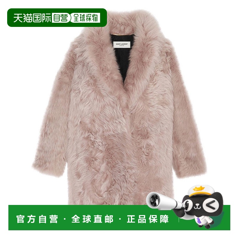 1h可退 香港直邮Saint Laurent 圣罗兰 女士 羊毛皮长款大衣 7080