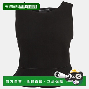 自营Emporio Armani Black Knit Sleeveless Cut-Out Crop Top -