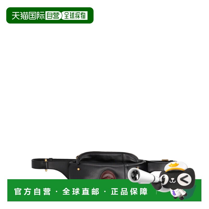 自营versace红色美杜莎徽章压花腰带包-黑色 美国奥莱直发斜挎包