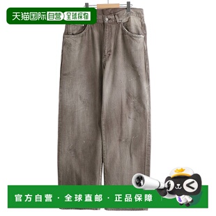 1h可退 日本直邮ANCELLM男装宽松半锥形丹宁裤 手工做旧水洗 ANCP