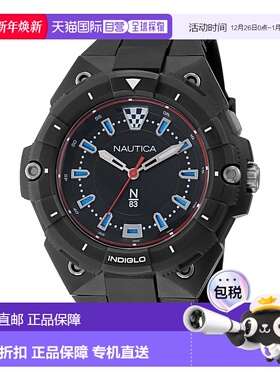 自营Nautica男士Coronado Bay三只手手表-黑色铁洗 美国奥莱直发