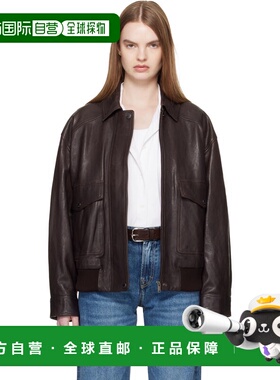 香港直邮Weekend Max Mara 女士 棕色 Gigante 皮革夹克 26154410