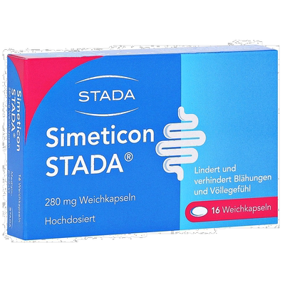 欧洲直邮德国药房Stada西甲硅油280mg胀气胃胀打嗝软胶囊16粒