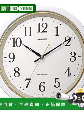 日本直邮【日本直邮】RHYTHM 电波挂钟 日本电波 8MY564SR03 白色