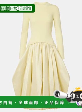 1h可退 香港直邮Simkhai 女士 Izzy 塔夫绸中长连衣裙 yellow黄色