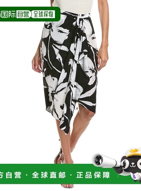 自营Michael Kors Collection Floral Draped Silk Skirt - black