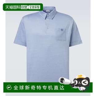 香港直邮Etro 男士 1h可退 艾特罗 舒 徽标棉混纺Polo衫 blue蓝色