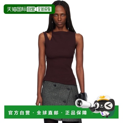 1h可退 香港直邮Courreges 女士 酒红色 Oblique 90's Rib 背心 4