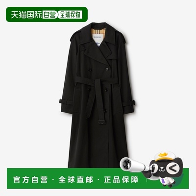 自营欧洲直邮Burberry博柏利 Castleford系列女士黑色棉长款双排