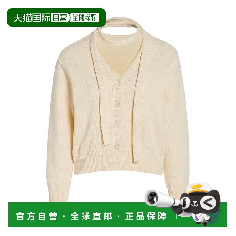 韩国直邮JJ JIGOTT V 领套头半截长袖假两件开衫 GP9N1CD141