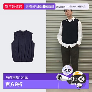 日潮跑腿优衣库25秋冬新款男女装美利奴羊毛针织衫V领背心481049