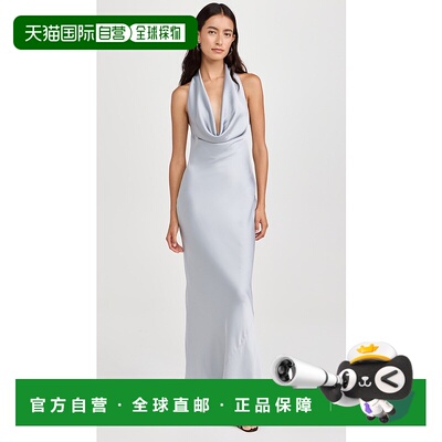 香港直邮NORMA KAMALI 诺玛 卡玛丽 女士 Bias 挂脖垂褶礼服