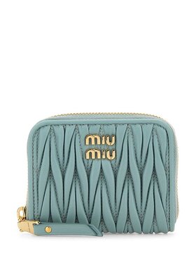 MIU MIU 女士钱包 5MM268AFPPF0035 SS2025 浅蓝色 拉链钱包