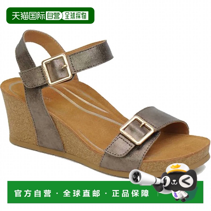 自营 aetrex青铜色女式Lexa楔形凉鞋 美国奥莱直发坡跟