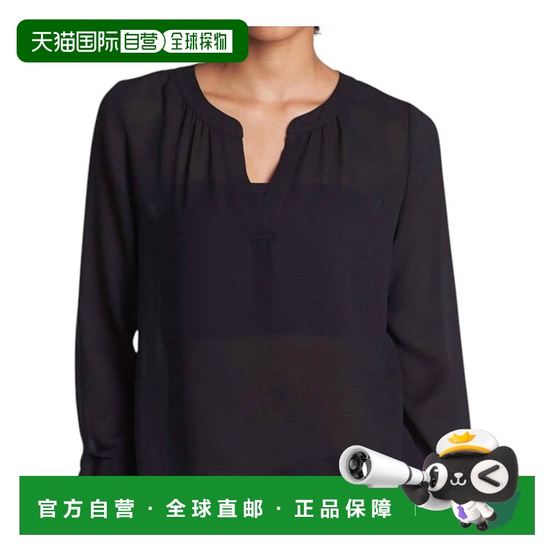 自营 halogen黑色分领衬衫-黑色 美国奥莱直发