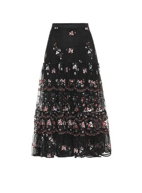 Tory Burch 托里·伯奇 女士 刺绣薄纱中长半身裙 000693