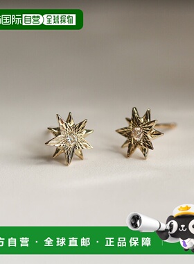 1h可退 日本直邮cui-cui 星星造型 钻石耳钉 K10YG 773841配饰