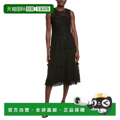 自营Anne Klein Tiered Lace Midi Dress - black 美国奥莱直发