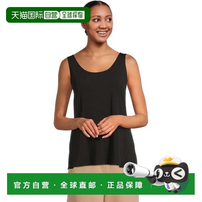 自营Women's Eileen Fisher Tank Top Black Stretch Ribbed Knit