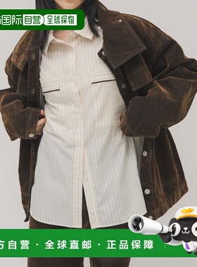 1h可退 日本直邮KBF 女装 宽松条纹衬衫 半透明拼接设计 KB261302