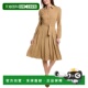 Factory Dress Pleated 自营English Collared Midi brown 美国