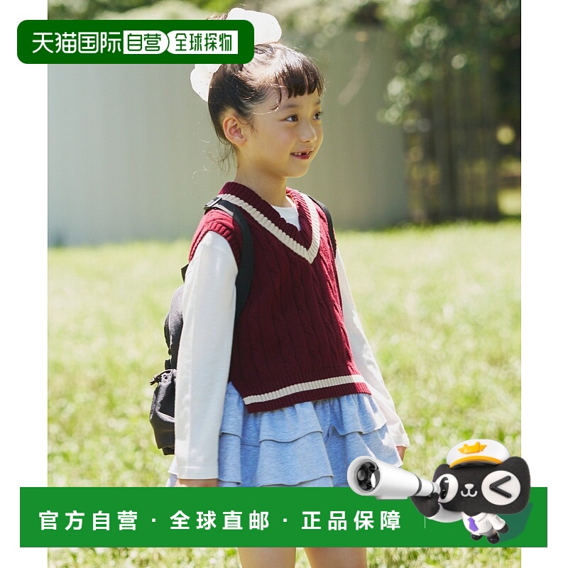 1h可退 日本直邮CIAOPANIC TYPY 儿童V领盒型针织背心搭配长袖T恤