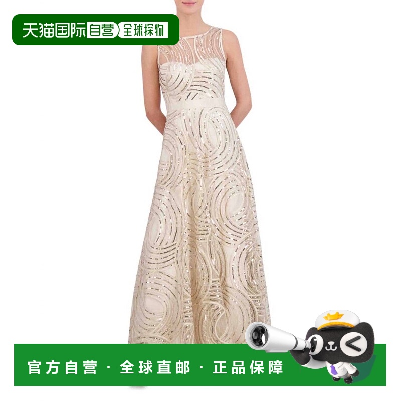 自营eliza jWomen's Sequined Illusion Gown In Champagne - cha